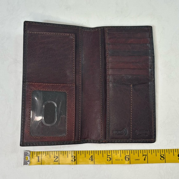 Genuine Leather Long Wallet RFID Coffee Brown Mahogany - Picture 8 of 9